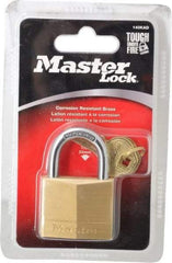Master Lock - 7/8" Shackle Clearance, Keyed Alike Solid Brasss Padlock - 1/4" Shackle Diam, Solid Brass - Exact Tool & Supply