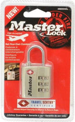 Master Lock - 3/4" Shackle Clearance, Keyed Different Luggage Lock Padlock - 1/8" Shackle Diam, Metal - Exact Tool & Supply