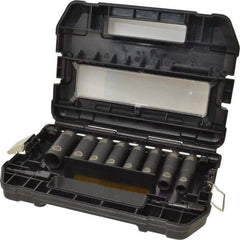 DeWALT - 10 Piece 1/2" Drive Thin Wall Deep Impact Socket Set - 6 Points, 7/16 to 7/8", Inch Measurement Standard - Exact Tool & Supply