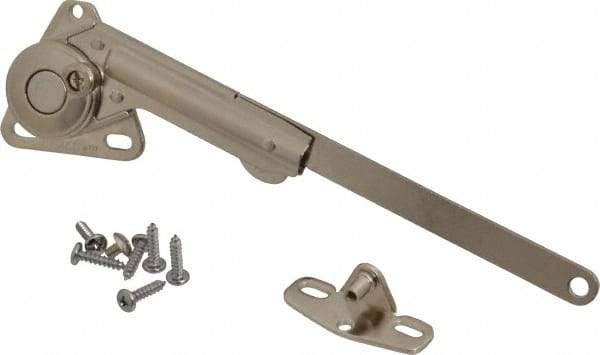 Sugatsune - 8-1/2" OAL x 7/8" Wide, 60 Lb/Inch Capacity, Adjustable Soft Down Stay - Right Side, 5mm Mounting Hole Diam, 90° Max Opening, Nickel Plated Steel & Zinc Alloy - Exact Tool & Supply