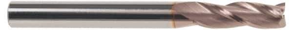 SGS - 11/64", 5/8" LOC, 3/16" Shank Diam, 2" OAL, 3 Flute, Solid Carbide Square End Mill - Single End, TiCN Finish, Spiral Flute, 30° Helix, Centercutting, Right Hand Cut, Right Hand Flute, Series 5 - Exact Tool & Supply