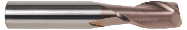 SGS - 29/64", 1" LOC, 1/2" Shank Diam, 3" OAL, 2 Flute, Solid Carbide Square End Mill - Single End, TiCN Finish, Spiral Flute, 30° Helix, Centercutting, Right Hand Cut, Right Hand Flute, Series 3 - Exact Tool & Supply