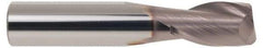 SGS - 1/16", 1/8" LOC, 1/8" Shank Diam, 1-1/2" OAL, 2 Flute, Solid Carbide Square End Mill - Single End, TiCN Finish, Spiral Flute, 30° Helix, Centercutting, Right Hand Cut, Right Hand Flute, Series 17 - Exact Tool & Supply