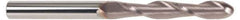 SGS - 3/8" Diam, 1-3/4" LOC, 2 Flute Solid Carbide Ball End Mill - TiCN Finish, Single End, 4" OAL, 3/8" Shank Diam, Spiral Flute - Exact Tool & Supply