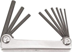 Bondhus - 9 Piece Fold-Up Hex Key Set - Hex Range 5/64 to 1/4", 6.63" OAL, Protanium High Torque Steel - Exact Tool & Supply