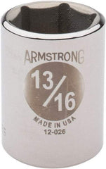 Armstrong - 13/16", 1/2" Drive, Standard Hand Socket - 6 Points, 1-29/64" OAL - Exact Tool & Supply