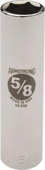 Armstrong - 5/8", 1/2" Drive, Deep Hand Socket - 6 Points, 3-13/64" OAL, Chrome Finish - Exact Tool & Supply