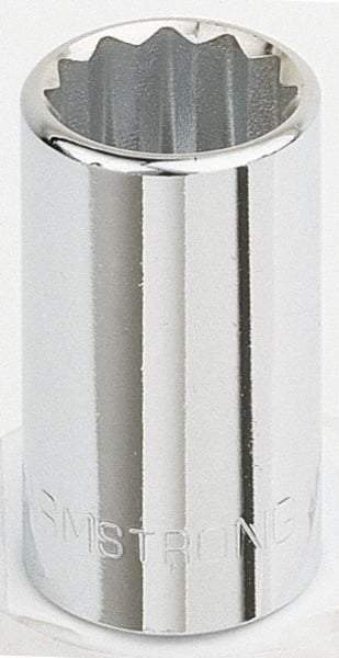Armstrong - 1/2" Drive, Standard Hand Socket - 12 Points, 1-15/32" OAL, Chrome Finish - Exact Tool & Supply