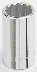 Armstrong - 1/2" Drive, Standard Hand Socket - 12 Points, 1-15/32" OAL, Chrome Finish - Exact Tool & Supply