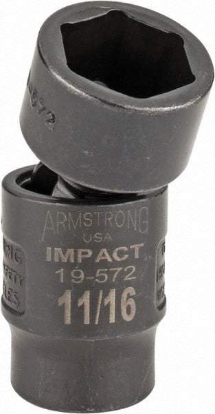 Armstrong - 3/8" Drive 11/16" Standard Universal Impact Socket - 6 Points, 2-11/32" OAL - Exact Tool & Supply
