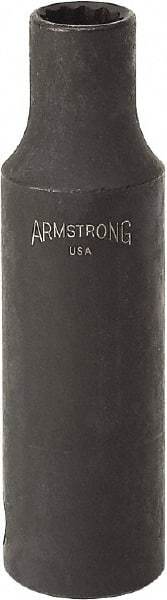 Armstrong - 9/16", 1/2" Drive, Deep Hand Socket - 12 Points, 3-13/64" OAL, Black Finish - Exact Tool & Supply