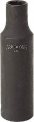 Armstrong - 9/16", 1/2" Drive, Deep Hand Socket - 12 Points, 3-13/64" OAL, Black Finish - Exact Tool & Supply