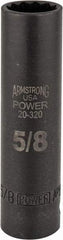 Armstrong - 5/8", 1/2" Drive, Deep Hand Socket - 12 Points, 3-13/64" OAL, Black Finish - Exact Tool & Supply