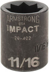 Armstrong - 1/2" Drive 11/16" Standard Impact Socket - 1-1/2" OAL - Exact Tool & Supply