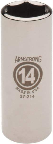 Armstrong - 1/4" Drive, Deep Hand Socket - 6 Points, 1-15/16" OAL, Chrome Finish - Exact Tool & Supply