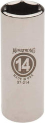 Armstrong - 1/4" Drive, Deep Hand Socket - 6 Points, 1-15/16" OAL, Chrome Finish - Exact Tool & Supply