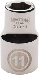 Armstrong - 1/2" Drive, Standard Hand Socket - 6 Points, 1-1/2" OAL, Chrome Finish - Exact Tool & Supply