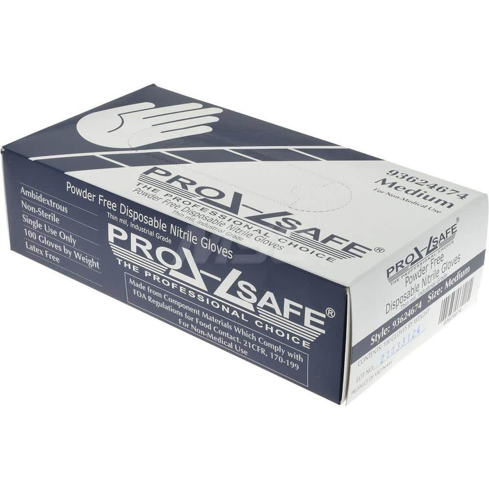 PRO-SAFE - 100 Piece Pack, Size M, 3 mil, Industrial Grade, Powder Free Nitrile Disposable Gloves - Exact Tool & Supply