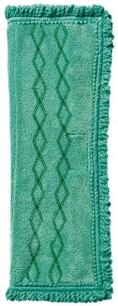 Rubbermaid - 19-1/2" Long x 14" Wide Microfiber Dust Mop Pad - Quick Connect, Green, Fringed Head - Exact Tool & Supply