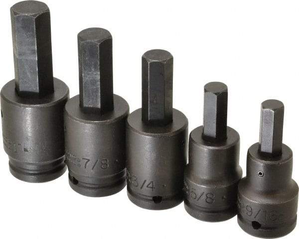 Proto - 5 Piece 3/4" Drive Inch Impact Hex Bit Socket Set - 9/16 to 1" Hex - Exact Tool & Supply