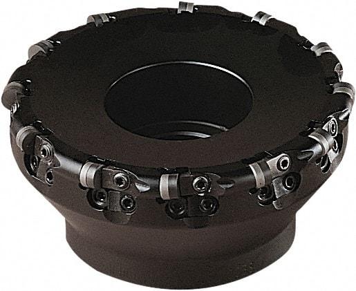 Seco - 89.5mm Cut Diam, 4.5mm Max Depth, 27mm Arbor Hole, 6 Inserts, RN.N 0903 Insert Style, Indexable Copy Face Mill - 9,100 Max RPM, 50mm High - Exact Tool & Supply