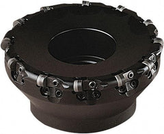 Seco - 109.5mm Cut Diam, 4.5mm Max Depth, 32mm Arbor Hole, 8 Inserts, RN.N 0903 Insert Style, Indexable Copy Face Mill - 8,100 Max RPM, 50mm High - Exact Tool & Supply