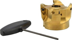 Seco - 3" Cut Diam, 0.394" Max Depth, 1" Arbor Hole, 4 Inserts, VPGX 2206..E.-E10 Insert Style, Indexable Copy Face Mill - R220.97 Cutter Style, 25,000 Max RPM, 2-1/4 High, Through Coolant, Series R220.97 - Exact Tool & Supply
