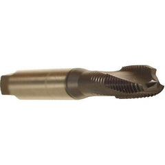 Emuge - M3x0.50 Metric 2 Flute 6HX Modified Bottoming Spiral Flute Tap - Cobalt, TiCN Finish, 56mm OAL, Right Hand Flute, Right Hand Thread, Series Rekord DF - Exact Tool & Supply