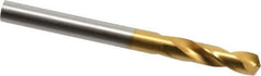 Guhring - #5 130° Parabolic Flute Cobalt Screw Machine Drill Bit - TiN Finish, Right Hand Cut, 26mm Flute Length, 62mm OAL, Standard Point, Straight Shank - Exact Tool & Supply