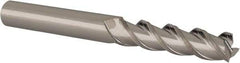 Value Collection - 3/8" Diam, 1-1/2" Length of Cut, 3/8" Shank Diam, 3-1/2" OAL, 3 Flute Solid Carbide Square End Mill - Single End, Uncoated, Spiral Flute, 45° Helix Angle, Long Length - Exact Tool & Supply