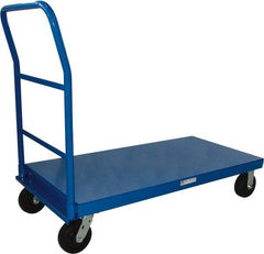 PRO-SOURCE - 3,000 Lb Capacity Steel Platform Truck - Steel Deck, 30" OAW, Phenolic Casters - Exact Tool & Supply