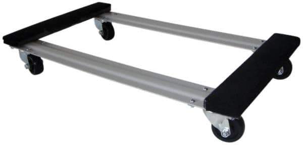 PRO-SOURCE - 1,000 Lb Capacity Oak/Metal Open Carpet Covered Raised Ends Dolly - 30" Long x 18" Wide, 3" Wheels - Exact Tool & Supply