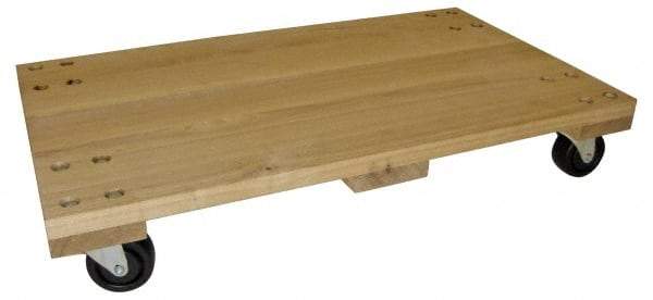 PRO-SOURCE - 1,000 Lb Capacity Hardwood/Polyolefin Solid Top Dolly - 30" Long x 18" Wide x 5" High, 3" Polyolefin Wheels - Exact Tool & Supply