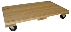 PRO-SOURCE - 1,000 Lb Capacity Hardwood/Polyolefin Solid Top Dolly - 30" Long x 18" Wide x 5" High, 3" Polyolefin Wheels - Exact Tool & Supply