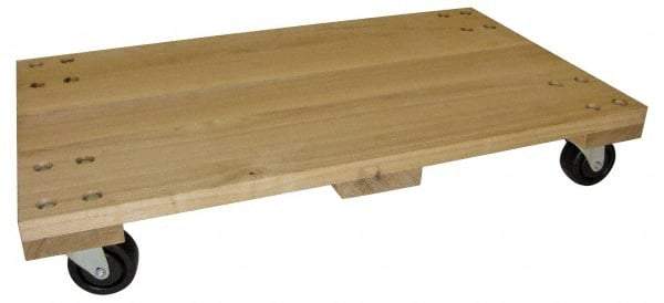 PRO-SOURCE - 1,000 Lb Capacity Hardwood/Rubber Solid Top Dolly - 36" Long x 24" Wide x 5" High, 3" Hard Rubber Wheels - Exact Tool & Supply