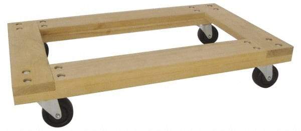 PRO-SOURCE - 1,000 Lb Capacity Hardwood/Rubber Flush Open Dolly - 30" Long x 18" Wide, 3" Wheels - Exact Tool & Supply