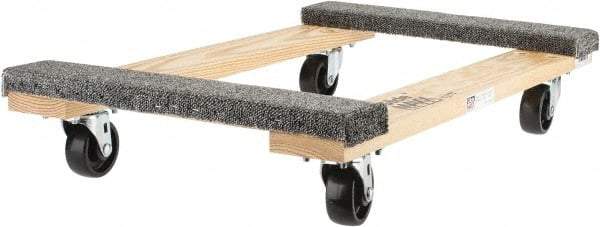 PRO-SOURCE - 900 Lb Capacity Hardwood Furniture Dolly - 30" Long x 18" Wide x 4-1/2" High, 3" Wheels - Exact Tool & Supply