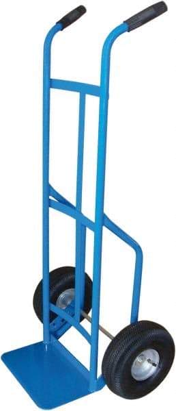 PRO-SOURCE - 600 Lb Capacity 47" OAH Hand Truck - 8 x 14" Base Plate, Dual Grip Handle, Steel, Full Pneumatic Wheels - Exact Tool & Supply