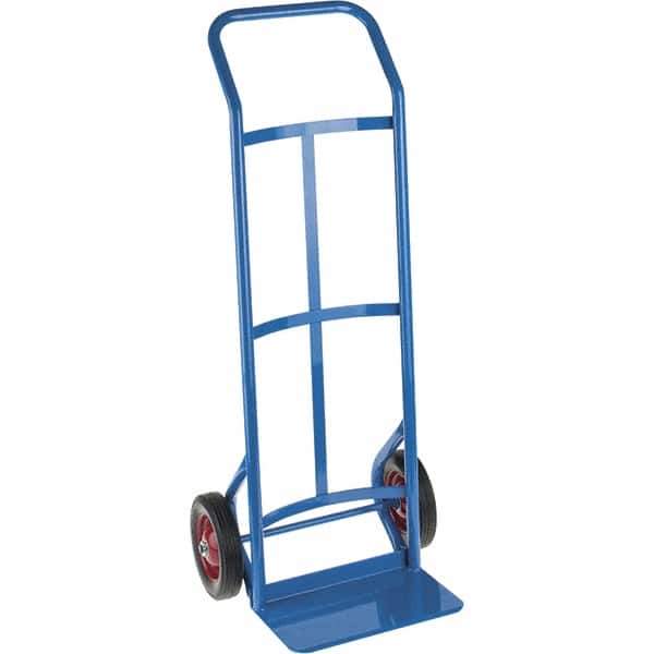 PRO-SOURCE - 500 Lb Capacity 45" OAH Hand Truck - 8 x 14" Base Plate, Continuous Swept Back Handle, Steel, Solid Rubber Wheels - Exact Tool & Supply