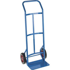 PRO-SOURCE - 500 Lb Capacity 45" OAH Hand Truck - 8 x 14" Base Plate, Continuous Swept Back Handle, Steel, Solid Rubber Wheels - Exact Tool & Supply