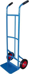 PRO-SOURCE - 500 Lb Capacity 47" OAH Hand Truck - 8 x 14" Base Plate, Dual Grip Handle, Steel, Solid Rubber Wheels - Exact Tool & Supply