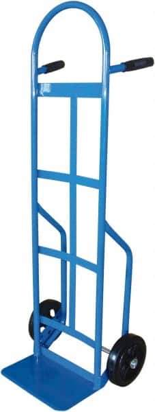 PRO-SOURCE - 800 Lb Capacity 53" OAH Hand Truck - 8 x 14" Base Plate, High Back Dual Grip Handle, Cast Iron, Mold-On Rubber Wheels - Exact Tool & Supply