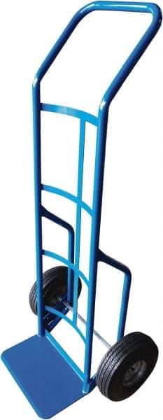 PRO-SOURCE - 600 Lb Capacity 52" OAH Hand Truck - 8 x 14" Base Plate, Continuous Swept Back Handle, Steel, Full Pneumatic Wheels - Exact Tool & Supply