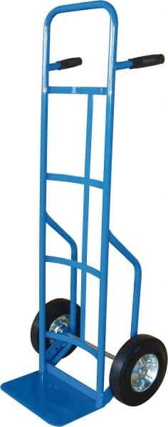 PRO-SOURCE - 600 Lb Capacity 53" OAH Hand Truck - 8 x 14" Base Plate, High Back Dual Grip Handle, Steel, Full Pneumatic Wheels - Exact Tool & Supply