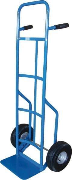 PRO-SOURCE - 800 Lb Capacity 53" OAH Hand Truck - 8 x 14" Base Plate, High Back Dual Grip Handle, Steel, Semi-Pneumatic Wheels - Exact Tool & Supply