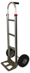 PRO-SOURCE - 500 Lb Capacity 52" OAH Hand Truck - 7-1/2 x 14" Base Plate, Single Grip Handle, Aluminum, Full Pneumatic Wheels - Exact Tool & Supply