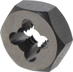 Cle-Line - 1/4-20 UNC Thread, 19/32" Hex, Hex Rethreading Die - Carbon Steel, 1/4" Thick, Series 0650 - Exact Tool & Supply