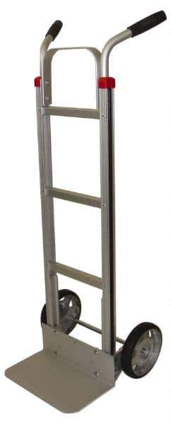 PRO-SOURCE - 600 Lb Capacity 49" OAH Welded Hand Truck - 7-1/2 x 14" Base Plate, High Back Dual Handle, Aluminum, Solid Rubber Wheels - Exact Tool & Supply