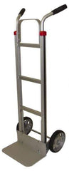 PRO-SOURCE - 600 Lb Capacity 49" OAH Welded Hand Truck - 7-1/2 x 14" Base Plate, High Back Dual Handle, Aluminum, Solid Rubber Wheels - Exact Tool & Supply