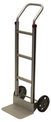 PRO-SOURCE - 600 Lb Capacity 52" OAH Welded Hand Truck - 7-1/2 x 14" Base Plate, Continuous Swept Back Handle, Aluminum, Semi-Pneumatic Wheels - Exact Tool & Supply